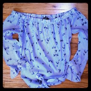 Off The Shoulder/Tie Front Blouse